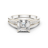 Gold Ring, Asscher center stone, White Gold