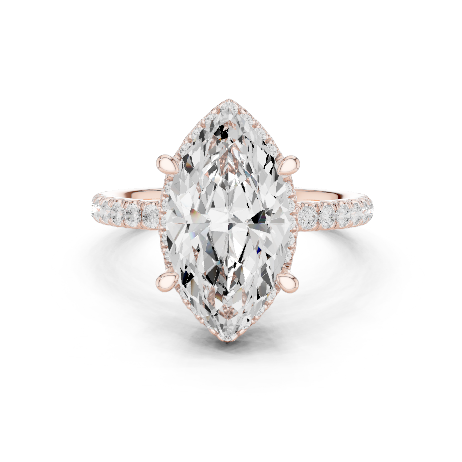 Gold Ring DDLR-172, Marquise center stone, Rose Gold