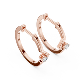 14K Solid Gold Lab Diamond Huggie Earrings, Rose Gold, view 2
