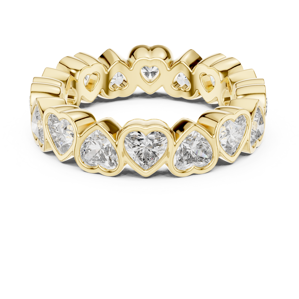 14K Solid Gold Lab Diamond Eternity Ring, Yellow Gold