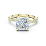 Gold Ring DDLR-167, Cushion center stone, Yellow Gold