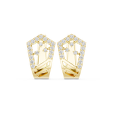 14K Solid Gold Lab Diamond Cluster Earrings, Yellow Gold