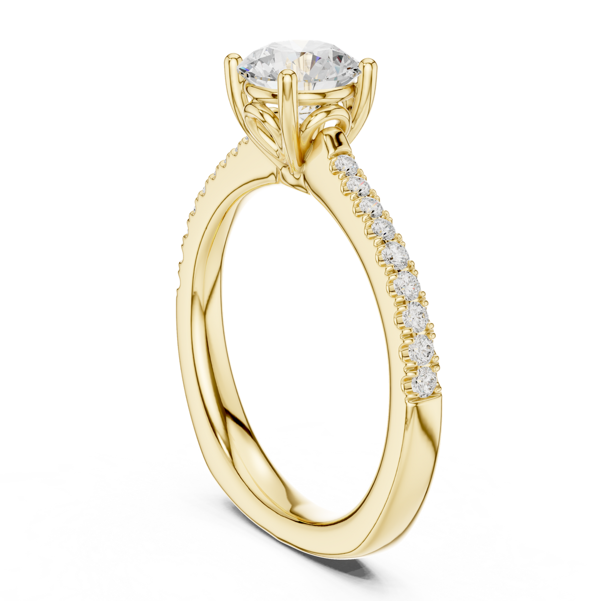 14K Solid Gold Lab Diamond Solitaire Ring, Yellow Gold, view 1