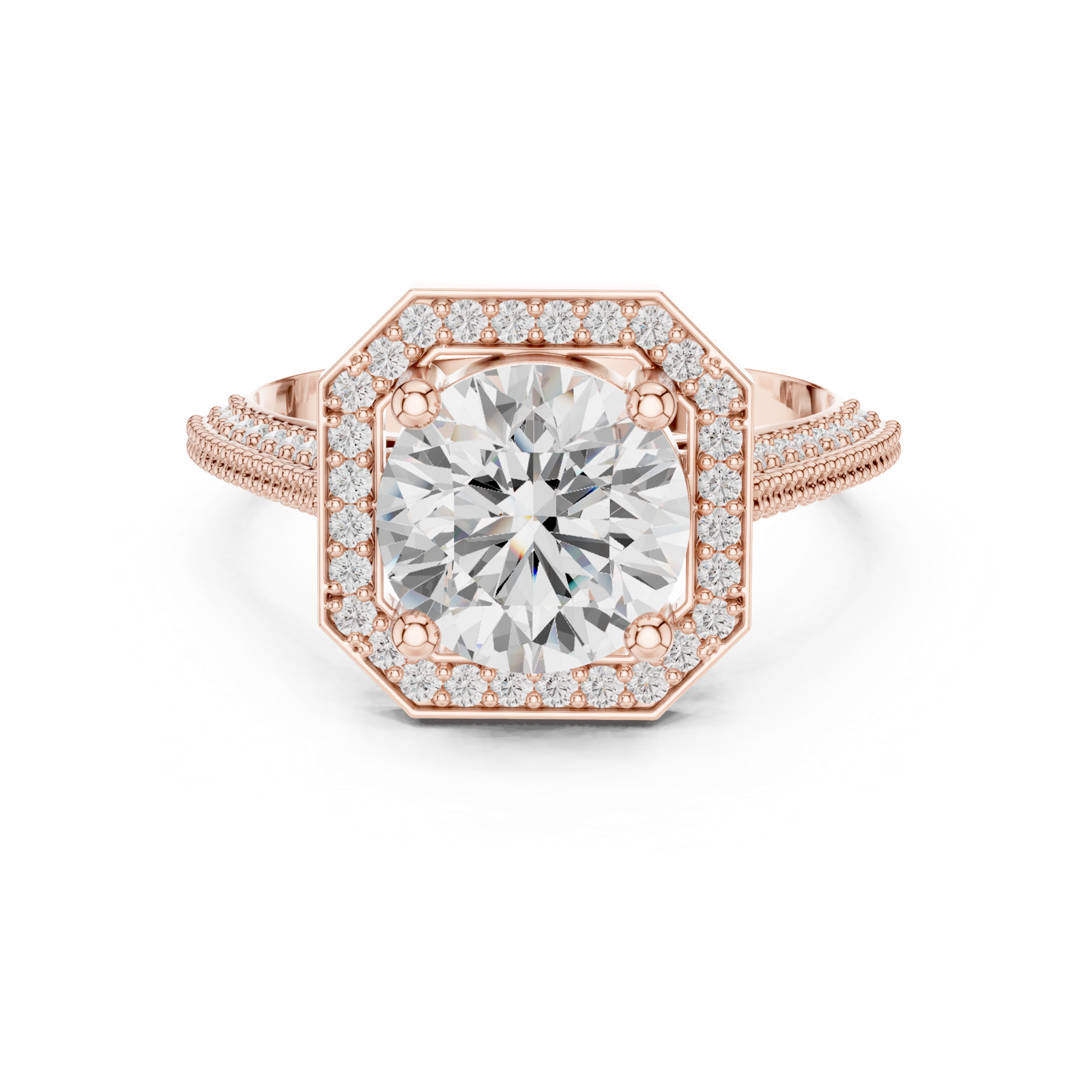 Gold Ring DDLR-407, Rose Gold, view 4