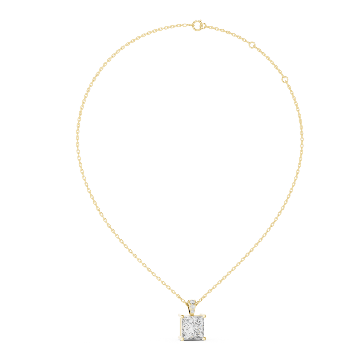 14K Solid Gold Lab Diamond Solitaire Pendant Necklace, Yellow Gold, view 1