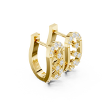 14K Solid Gold Lab Diamond Cluster Earrings, Yellow Gold, view 1