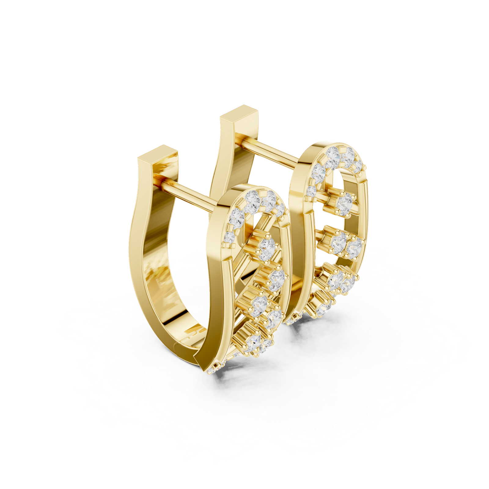 14K Solid Gold Lab Diamond Cluster Earrings, Yellow Gold, view 1