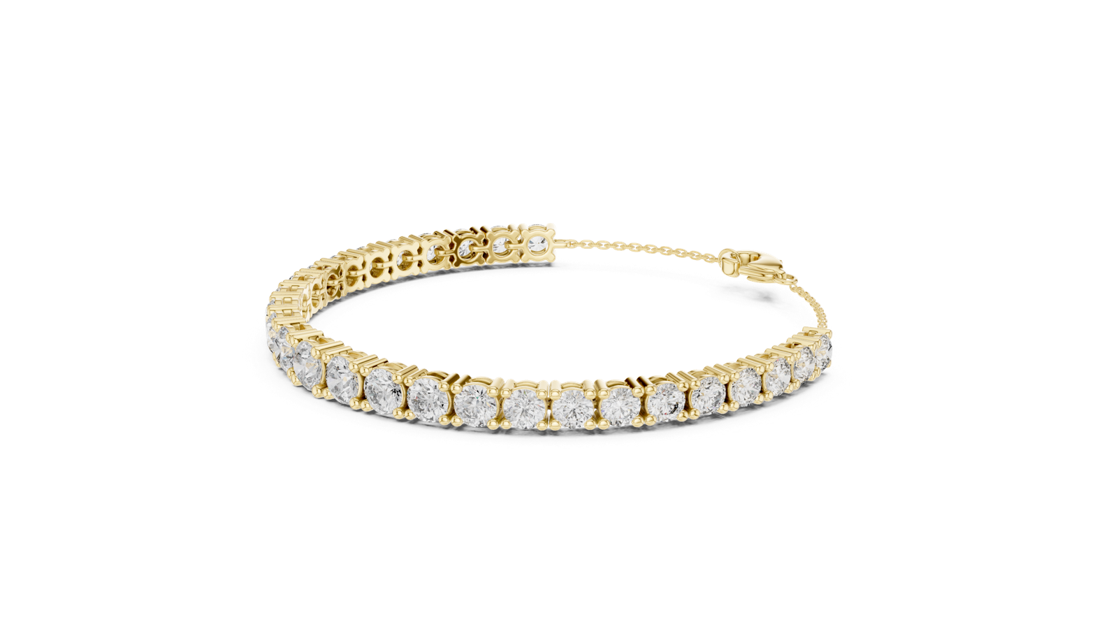 14K Solid Gold Lab Diamond Bracelet, Yellow Gold, view 1