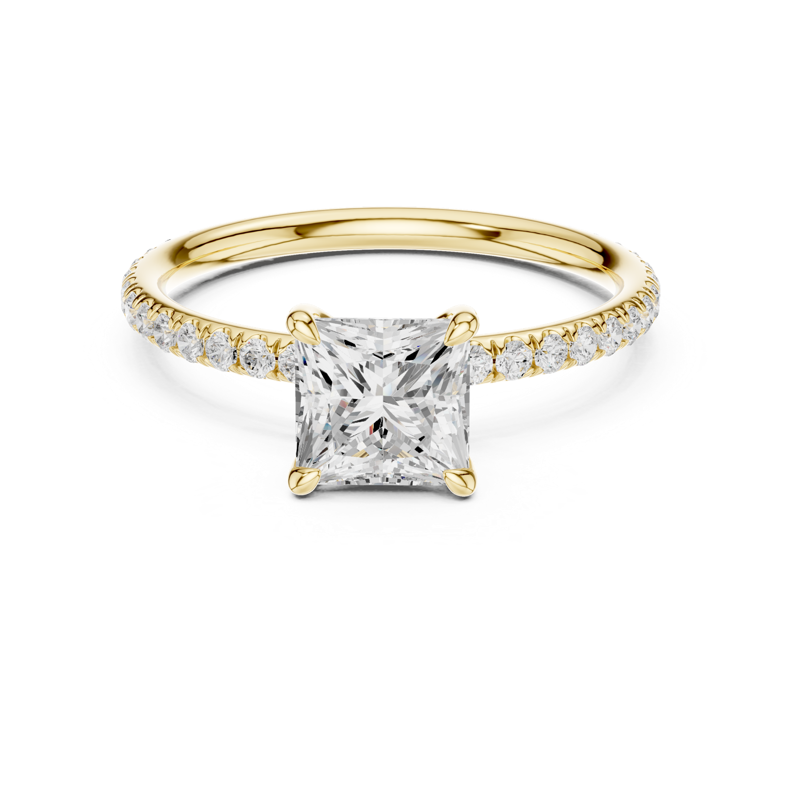 Gold Jewelry L36-15, Princess center stone, Yellow Gold, view 4