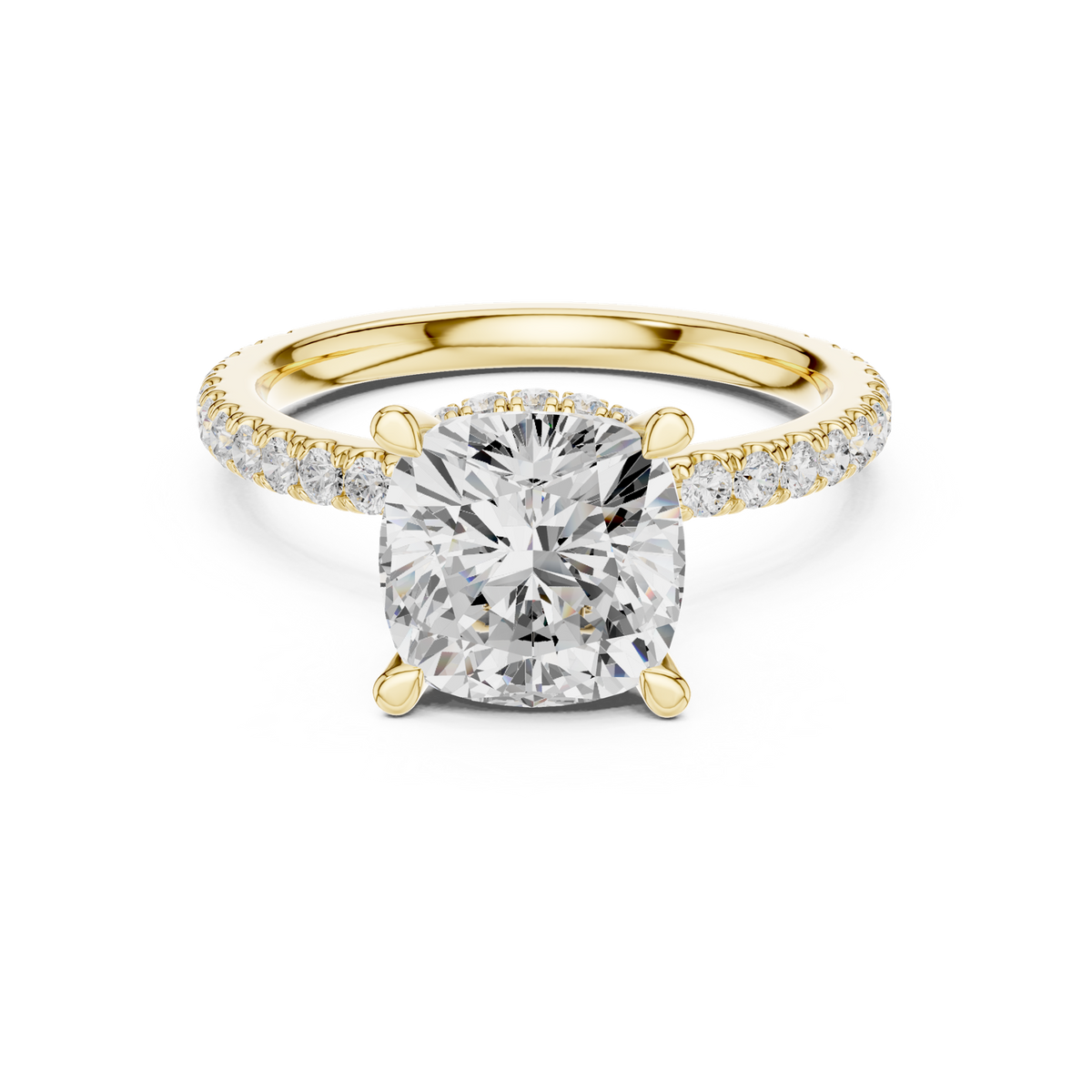 14K Solid Gold Lab Diamond Solitaire Ring, Yellow Gold