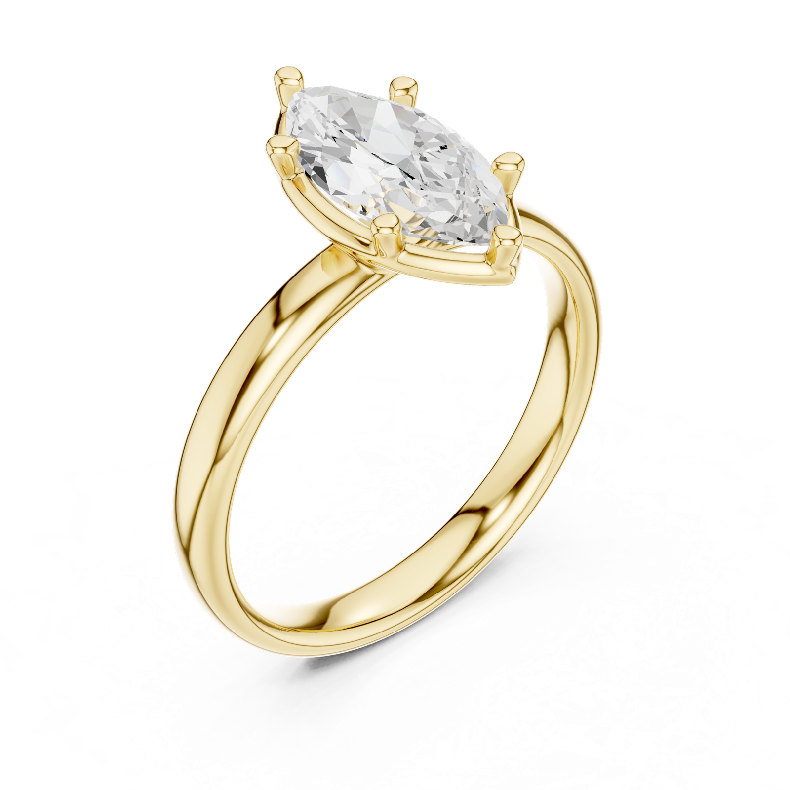 Gold Jewelry L36-10, Marquise center stone, Yellow Gold, view 2