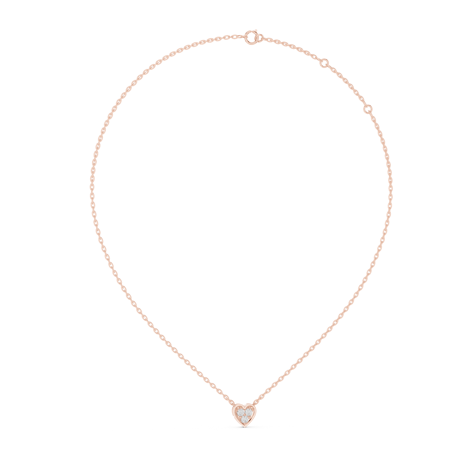 14K Solid Gold Lab Diamond Heart Pendant Necklace, Rose Gold, view 1