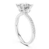 Gold Ring DDLR-256, Princess center stone, White Gold, view 1