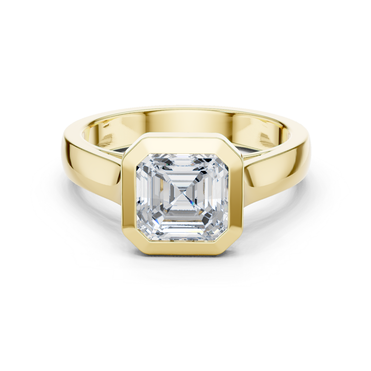 Gold Jewelry L36-3, Asscher center stone, Yellow Gold
