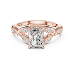 Gold Ring DDLR-257, Radiant center stone, Rose Gold, view 4
