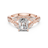 Gold Ring DDLR-257, Radiant center stone, Rose Gold, view 4