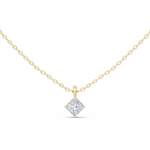 14K Solid Gold Lab Diamond Solitaire Pendant Necklace, Yellow Gold