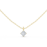 14K Solid Gold Lab Diamond Solitaire Pendant Necklace, Yellow Gold