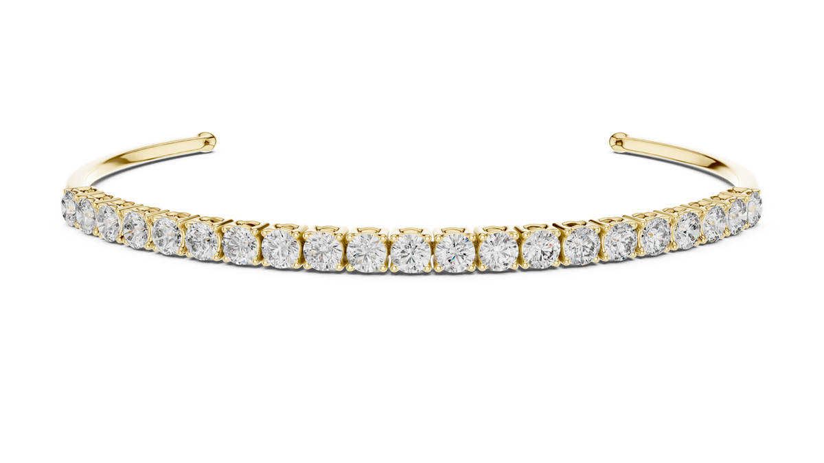 14K Solid Gold Lab Diamond Bracelet, Yellow Gold