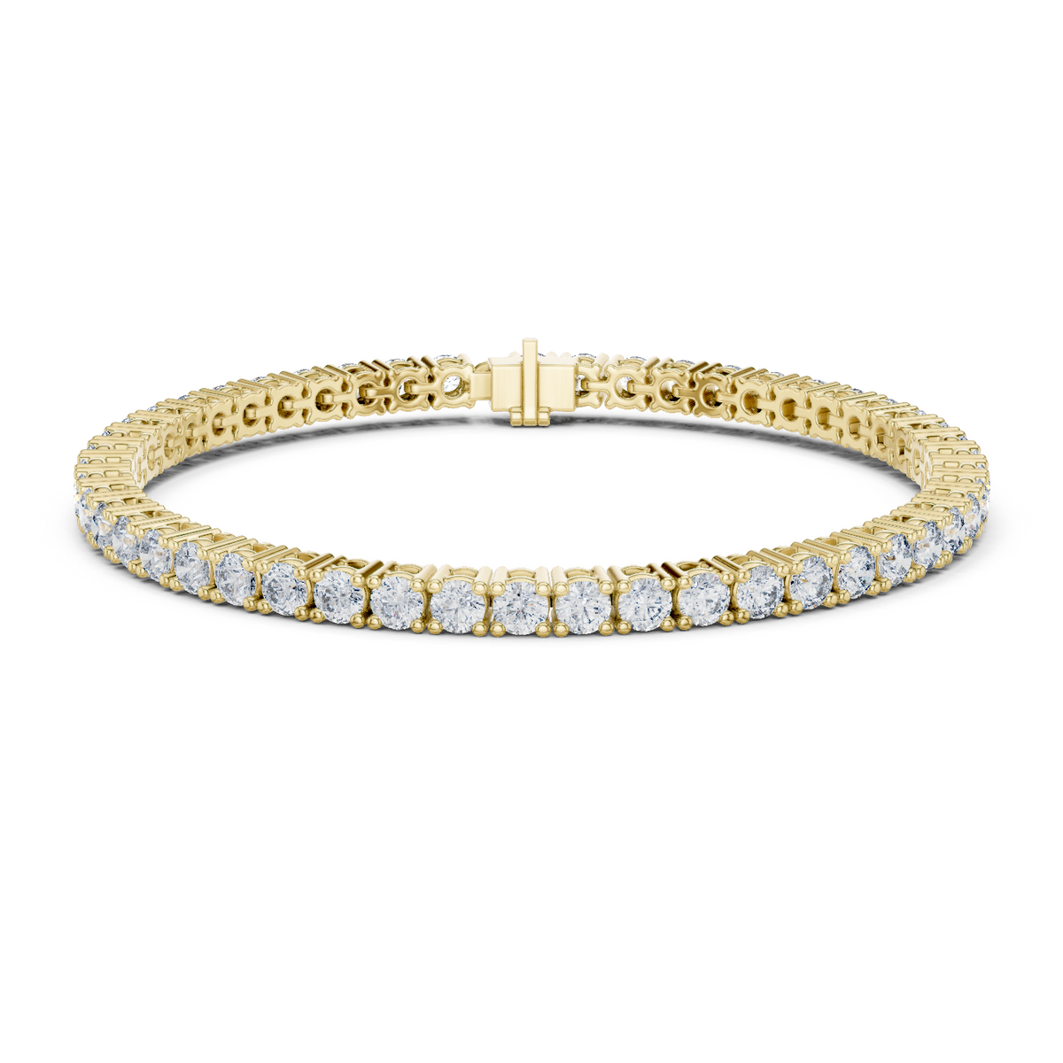 14K Solid Gold Lab Diamond Bracelet, Yellow Gold