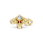 14K Solid Gold Lab Diamond Flower Cluster Earrings, Yellow Gold, view 1