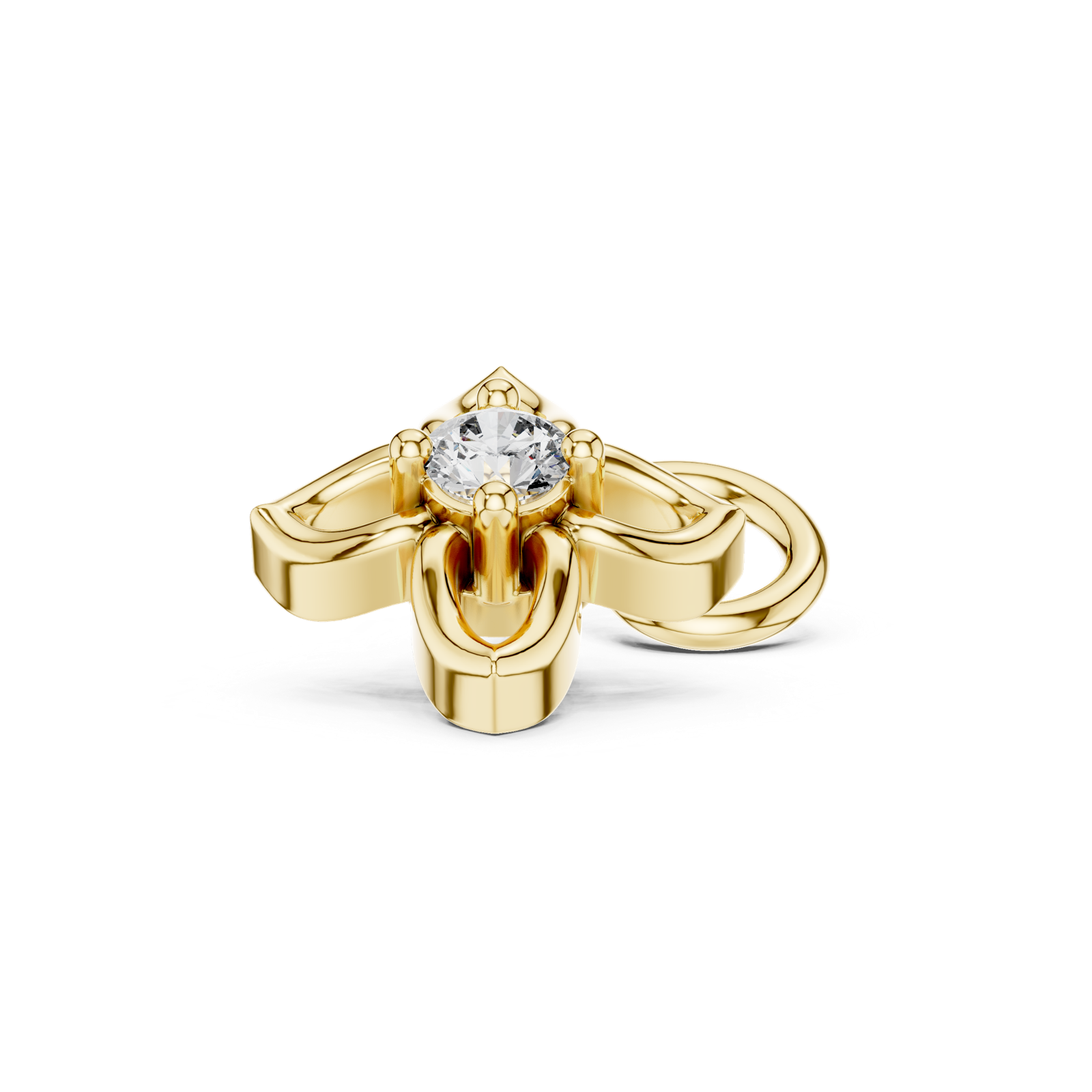 14K Solid Gold Lab Diamond Flower Cluster Earrings, Yellow Gold, view 1