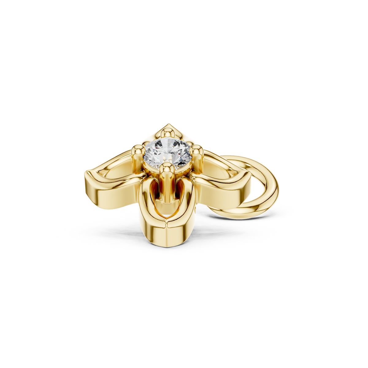 14K Solid Gold Lab Diamond Flower Cluster Earrings, Yellow Gold, view 1