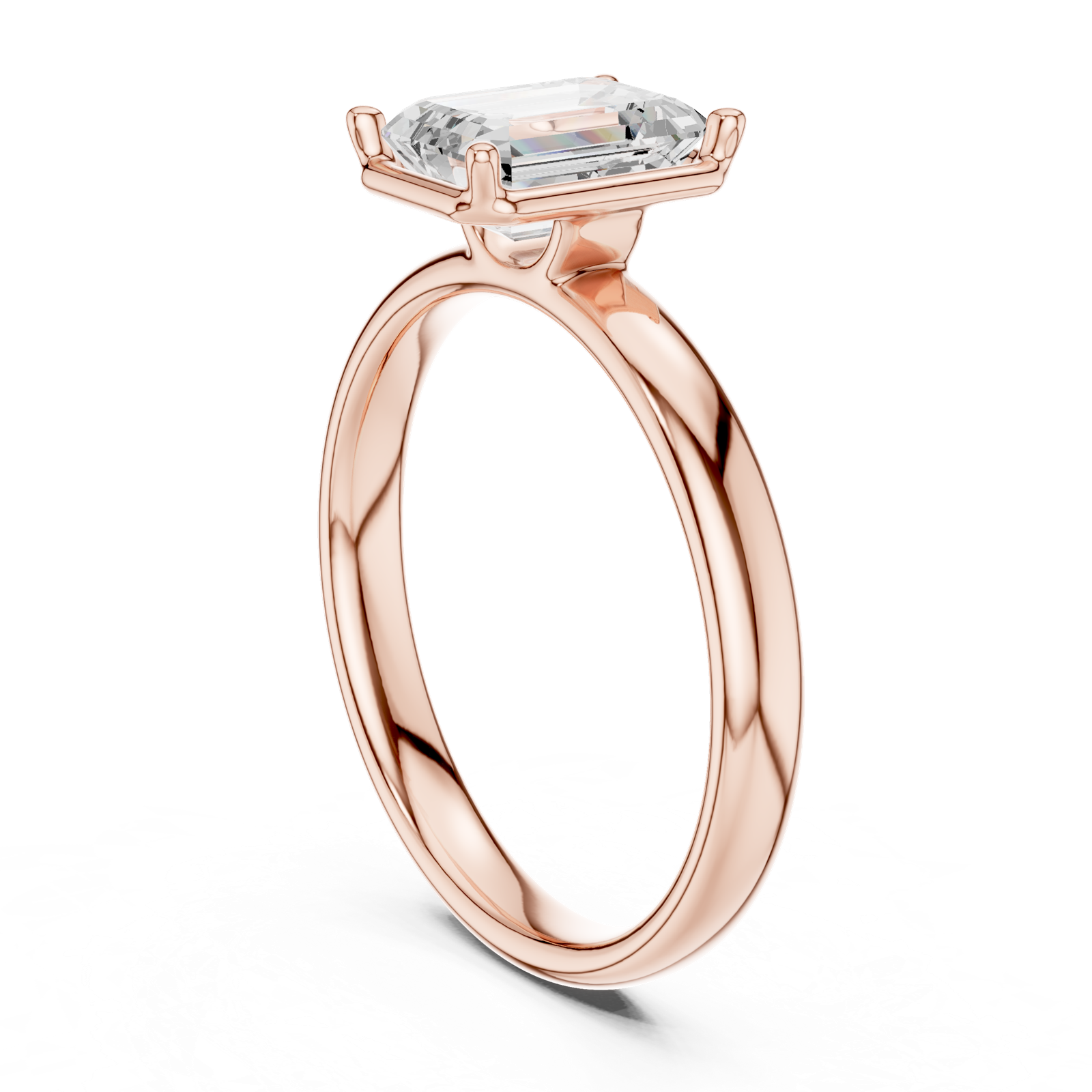Gold Jewelry, Emerald center stone, Rose Gold, view 1