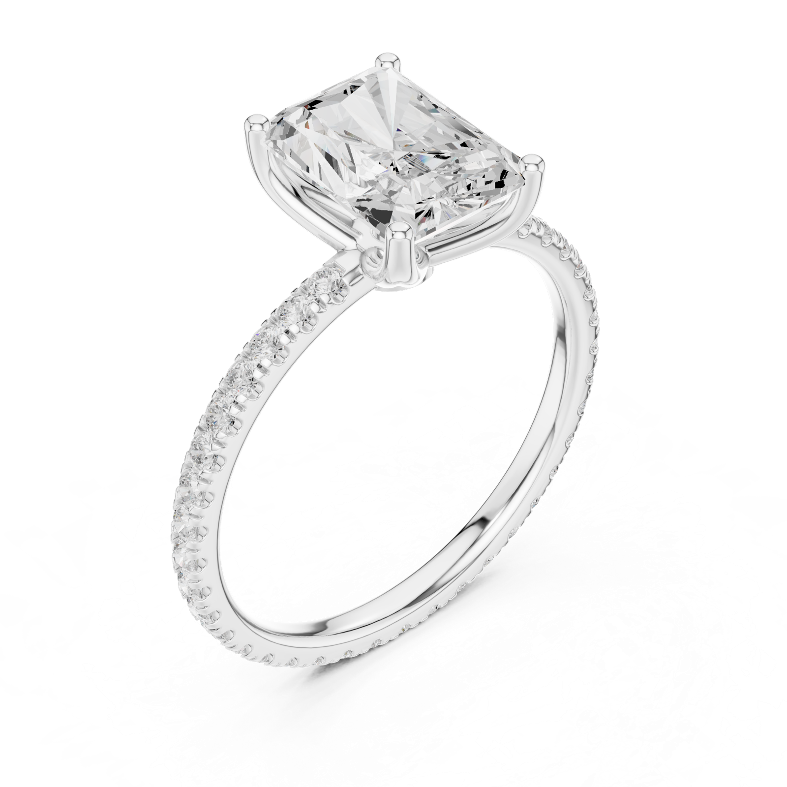 Gold Jewelry L36-16, Radiant center stone, White Gold, view 2
