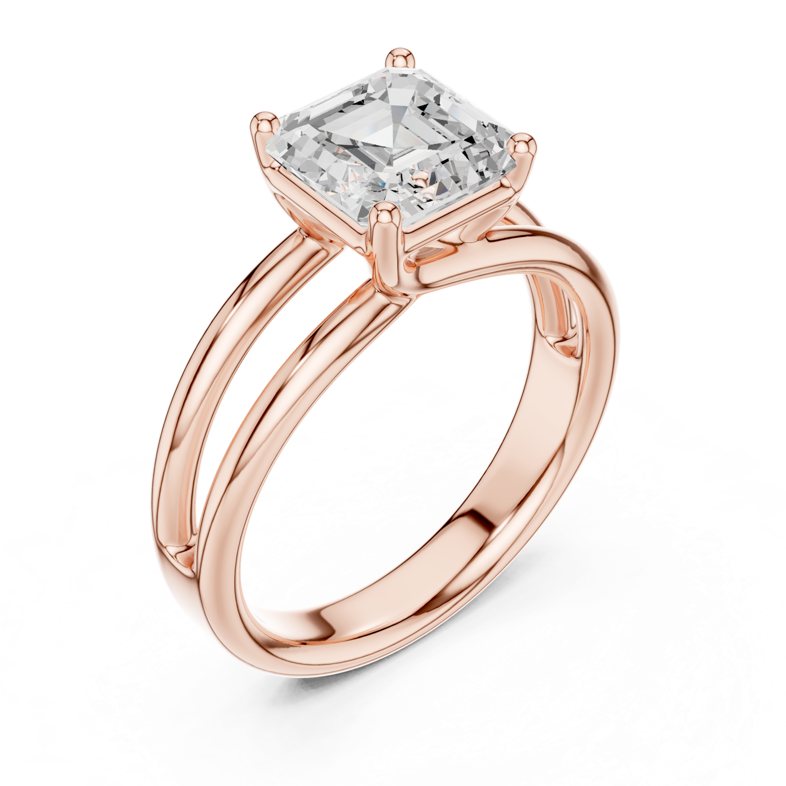 Gold Jewelry L36-9, Asscher center stone, Rose Gold, view 2