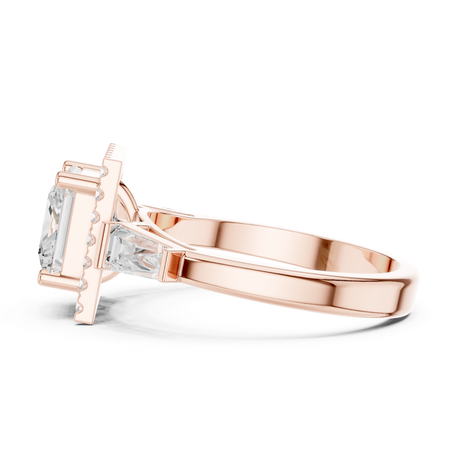 Gold Ring DDLR-342, Princess center stone, Rose Gold, view 3