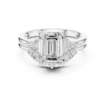 Gold Ring DDLR-440, Emerald center stone, White Gold, view 4