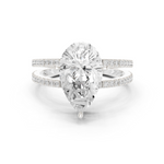 Gold Jewelry L36-13, Pear center stone, White Gold