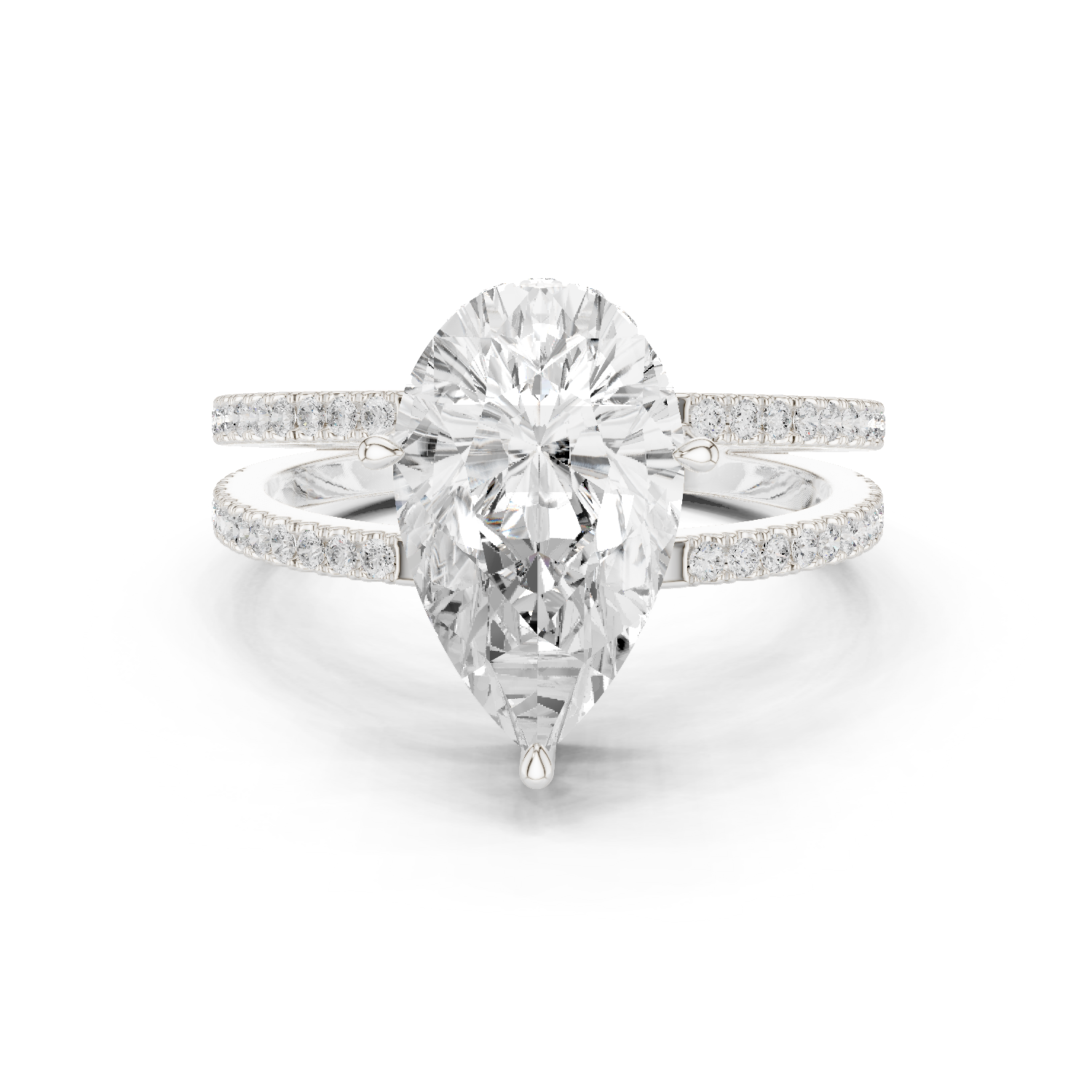 Gold Jewelry L36-13, Pear center stone, White Gold