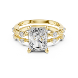Gold Ring DDLR-441, Radiant center stone, Yellow Gold, view 4