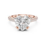 Gold Ring DDLR-260, Heart center stone, Rose Gold, view 4