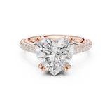 Gold Ring DDLR-260, Heart center stone, Rose Gold, view 4