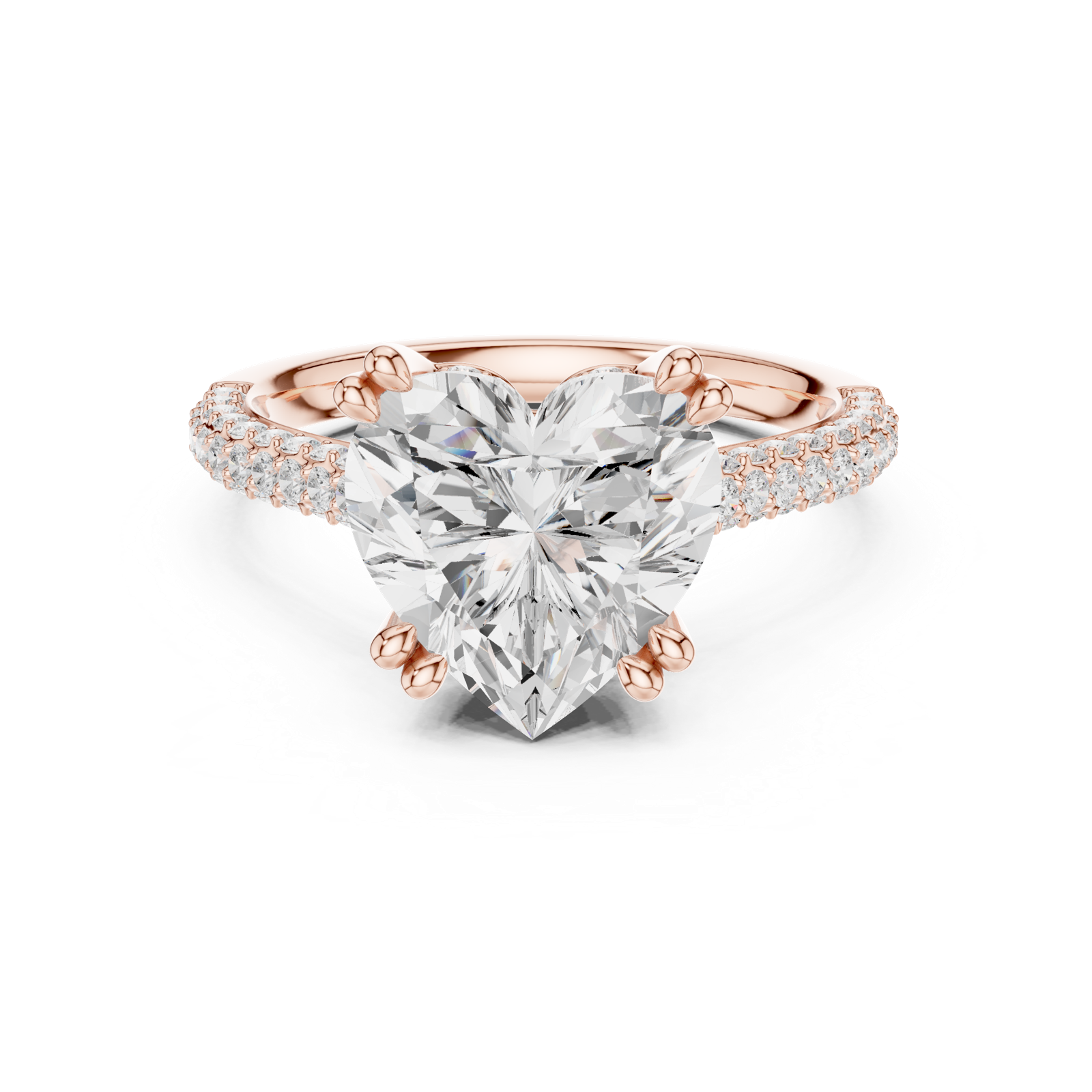 Gold Ring DDLR-260, Heart center stone, Rose Gold, view 4