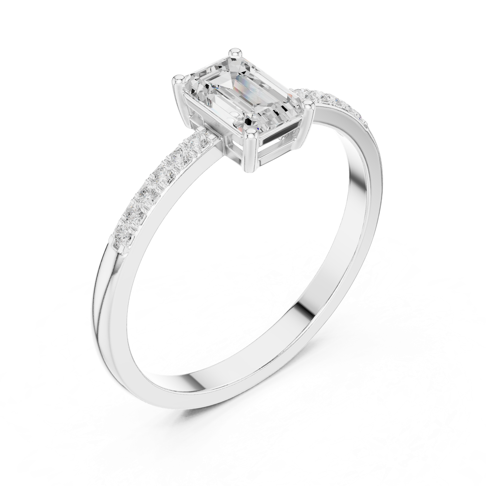Gold Ring HLR-257, White Gold, view 2