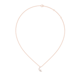 14K Solid Gold Lab Diamond Moon Pendant Necklace, Rose Gold, view 1