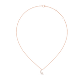14K Solid Gold Lab Diamond Moon Pendant Necklace, Rose Gold, view 1