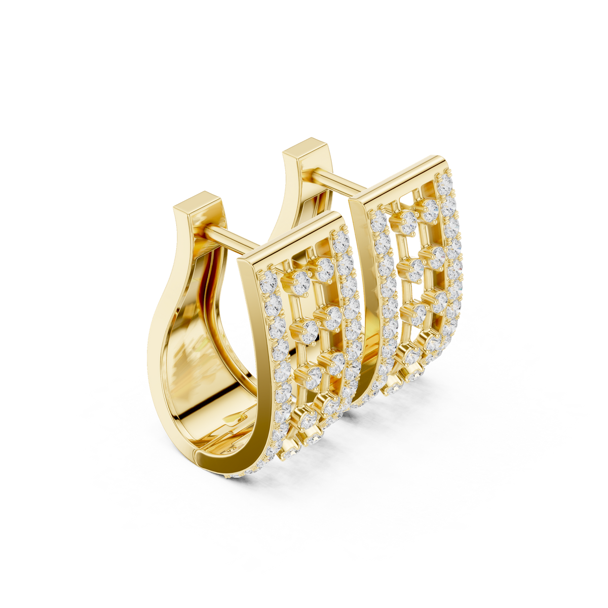 14K Solid Gold Lab Diamond Halo Earrings, Yellow Gold, view 1