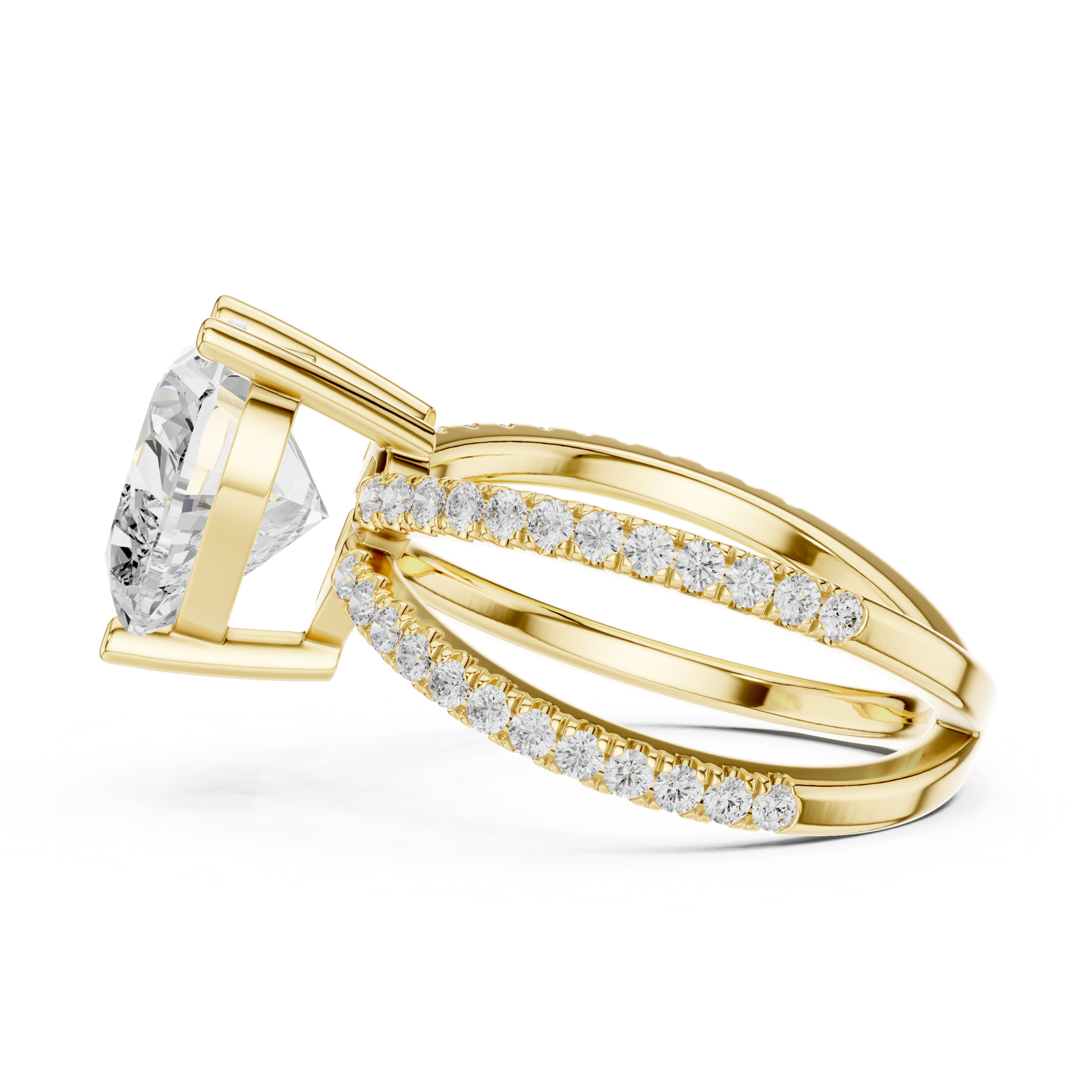 Gold Jewelry, Heart center stone, Yellow Gold, view 3