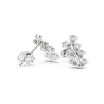 14K Solid Gold Lab Diamond Leaf Cluster Earrings, White Gold, view 1