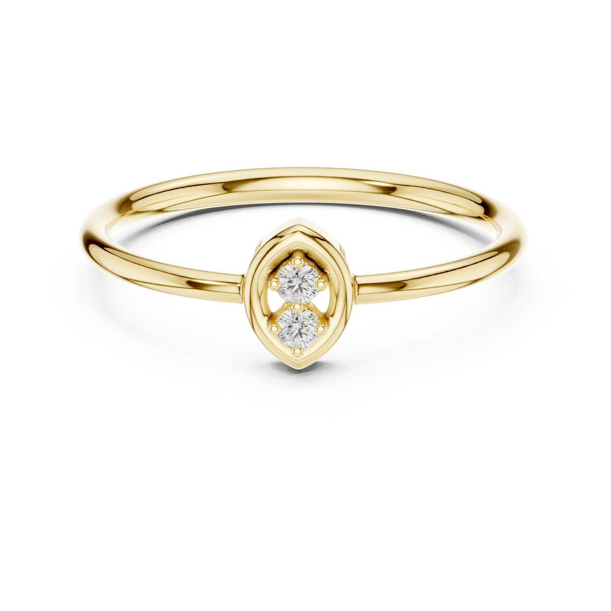 14K Solid Gold Lab Diamond Cluster Ring, Yellow Gold