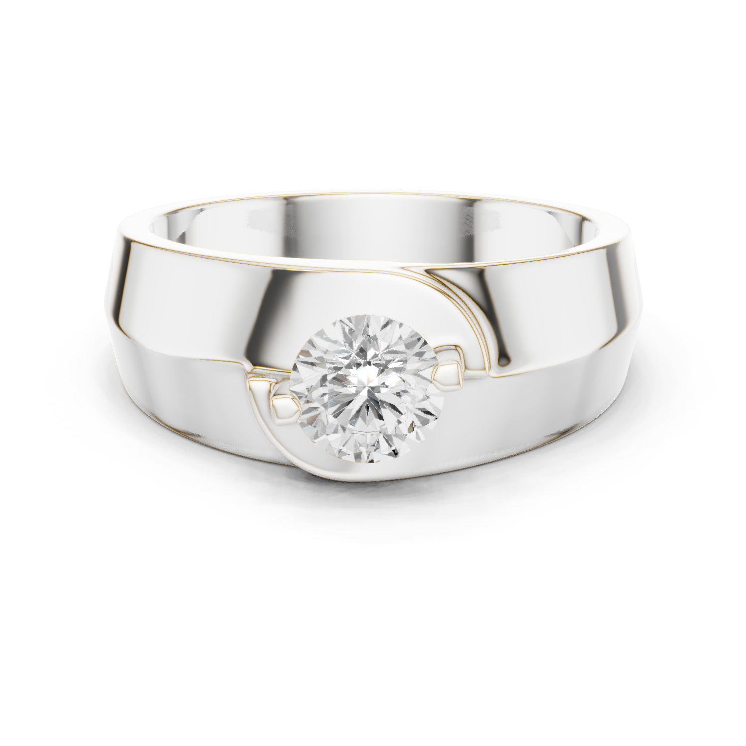 14K Solid Gold Lab Diamond Solitaire Ring, White Gold