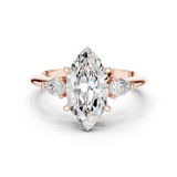 Gold Jewelry L35-66, Marquise center stone, Rose Gold
