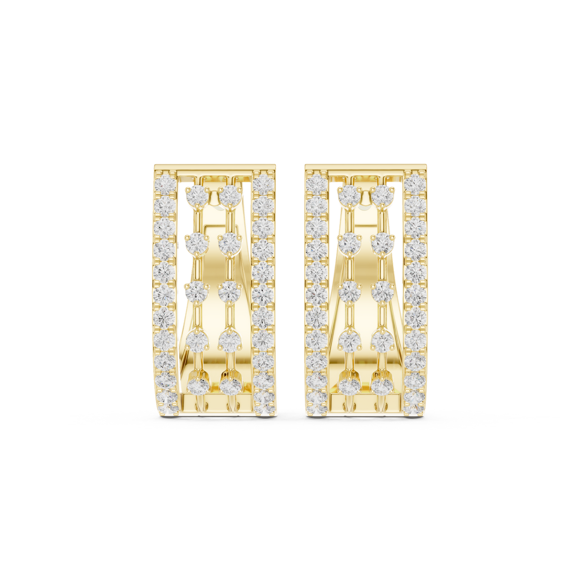 14K Solid Gold Lab Diamond Halo Earrings, Yellow Gold