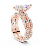Gold Ring DDLR-300, Marquise center stone, Rose Gold, view 1