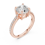 Gold Ring DDLR-039, Cushion center stone, Rose Gold, view 2